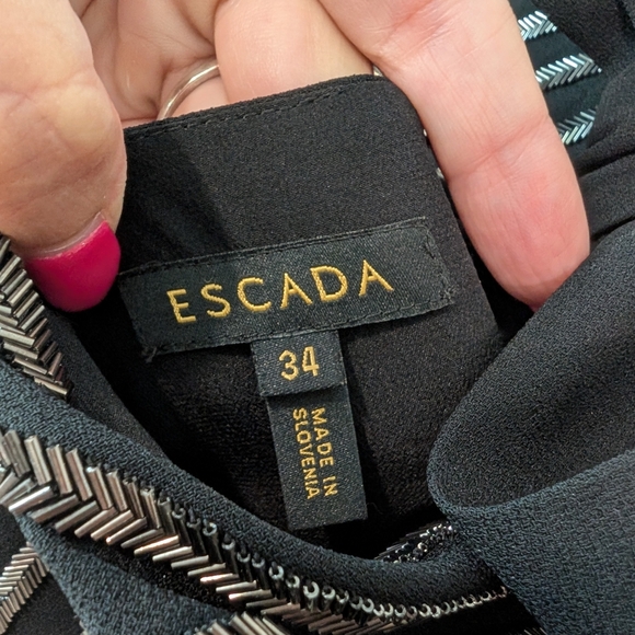 Escada Black Sheath Maxi Dress Mock Neck Gown Sz 34 - Picture 10 of 10